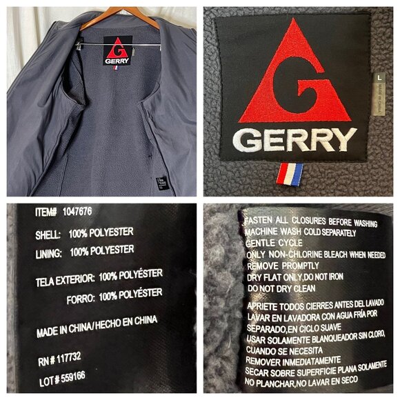 Gerry Navy Full-Zip Fleece Jacket L Men's 100% Polyester Warm & Cozy Outerwear - Picture 8 of 16